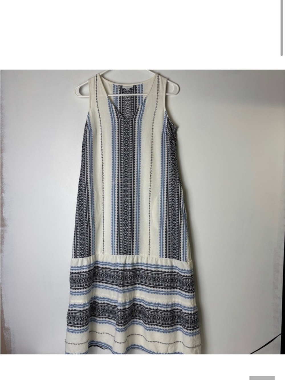 J. Jill Cream Dress with Blue & Black Vertical Stripes - Picture 3 of 8